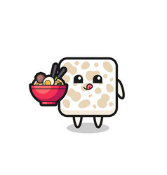 Cute Tempeh Character Eating Noodles