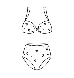 Bikini In Hand Drawn Doodle Style Coloring Book