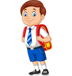 Cartoon happy school girl in uniform Royalty Free Vector