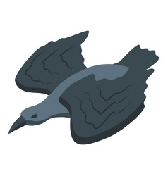 Fly Raven Icon Isometric Crow Bird