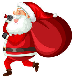 Santa Claus Holding Christmas Gift Bag