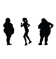 Fat Woman And Fitness Girl Instructor Silhouette