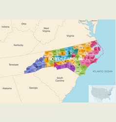 North Carolina State Counties Colored