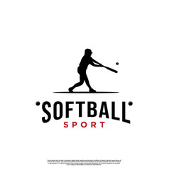 Silhouette Of People Hitting Softball Logo Design