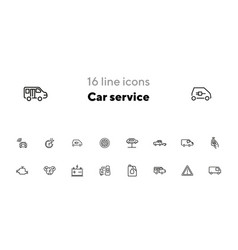 Car Service Line Icon Set Lift Battery Van