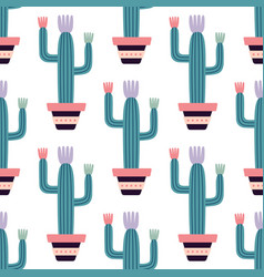 Cute Cacti In Boho Style Cactus Seamless Pattern