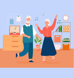 Elderly Couple Is Dancing To Music At Home