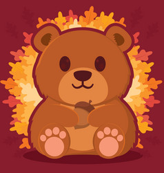 Isolated Cute Bear Autumn Animal Character