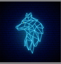 Neon Wolf Sign Glowing Blue Emblem