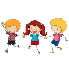 Three Kids Holding Hands Cartoon Character Hand