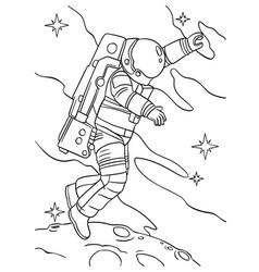 Astronaut In Space Coloring Page For Kids