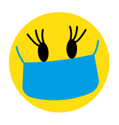 Emoji With Mouth Mask In Blue Yellow Icon