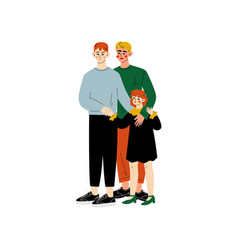 Gay Family Two Men And Their Daughter Standing