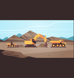 Dump truck with body full of soil and modern Vector Image