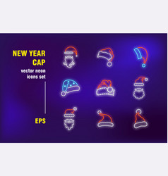 New Year Cap Set In Neon Style