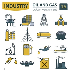 Oil and gas industry icon set Colour design Vector Image