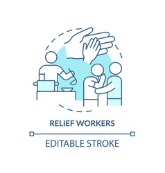 Relief Workers Turquoise Concept Icon