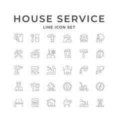 Set Line Icons Of House Service