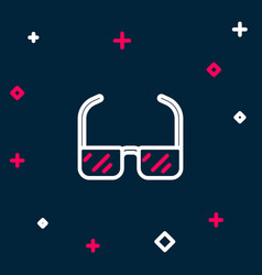 Line Safety Goggle Glasses Icon Isolated On Blue