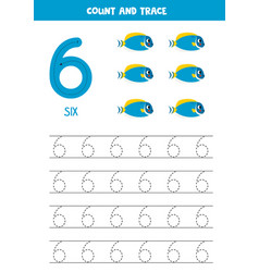 Trace Numbers Number 6 Six Powder Blue Tang Fish