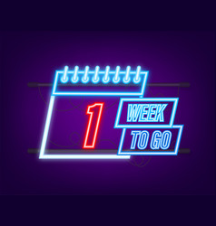 1 Week To Go Neon Style Icon Typographic