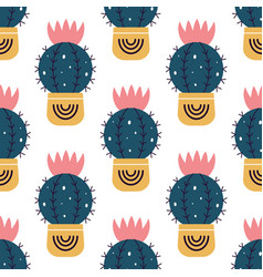 Cute Cacti In Boho Style Cactus Seamless Pattern