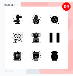 Set 9 Solid Glyphs On Grid For Creditcard