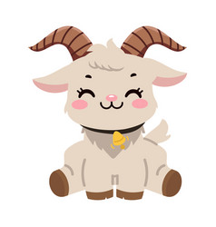 Cute Goat Sit Cartoon Animal