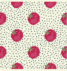 Seamless Pattern With Tomato Organic Vegetable