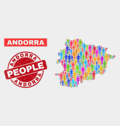 Andorra Map Population People And Grunge Stamp