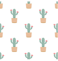 Cute Cacti In Boho Style Cactus Seamless Pattern