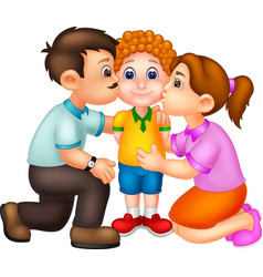 Funny Dad And Mom Kissing Her Son Cartoon