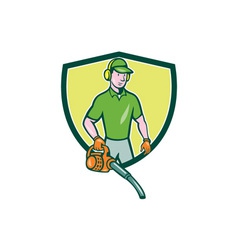 Gardener Landscaper Leaf Blower Crest Cartoon