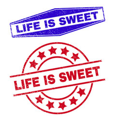 Life Is Sweet Grunged Stamp Seals In Round