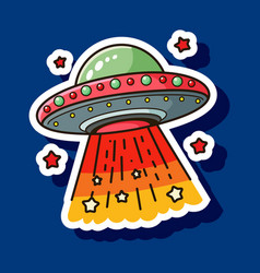 Cartoon Ufo Spaceship Sticker For Children Cosmic