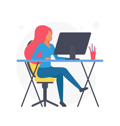 Remote Work Or Study At Home Woman Sitting