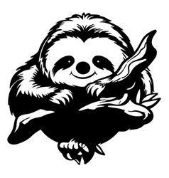 Cute Sloth On A Tree Branch In Cartoon Style