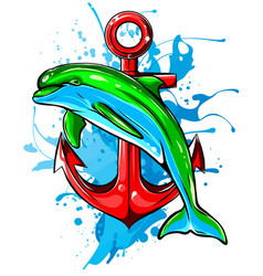 Dolphin In Water Splash Watercolor Element