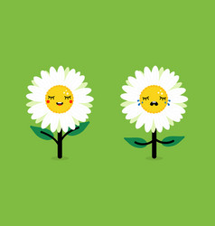 Happy And Sad Camomile Daisy Flower Characters