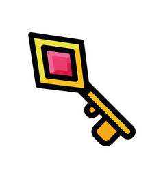 Isolated Colored Golden Key Videogame Icon Flat