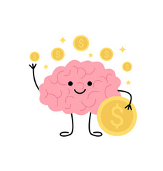 Brain With Money Cute Child Character For Finance