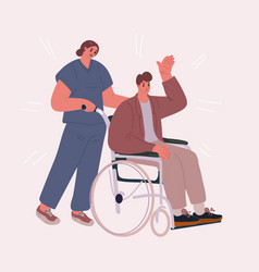 Cartoon Of Doctor Or Nurse Pushing