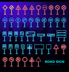 Mega Set Doodle Road Signs In Neon Style