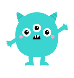 Cute Monster Blue Head Face Icon Happy Halloween