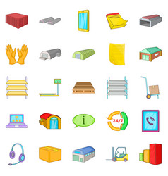 Storage Of Goods Icons Set Cartoon Style