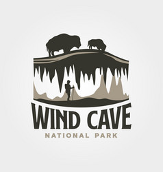 Wind Cave Vintage Logo Design Travel Wildlife