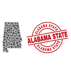 Alabama State Rubber Seal And State Map