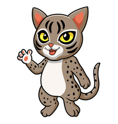 Cute Ocicat Cat Cartoon Waving Hand