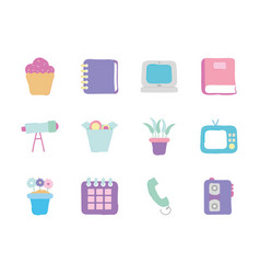 Cupcake And Quarentine Icon Set Flat Style