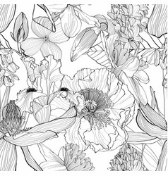 Seamless Pattern With Image Garden Flowers